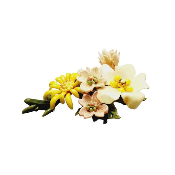 Estate Early Celluloid Flower Brooch (A1615) - Picture 3 of 6